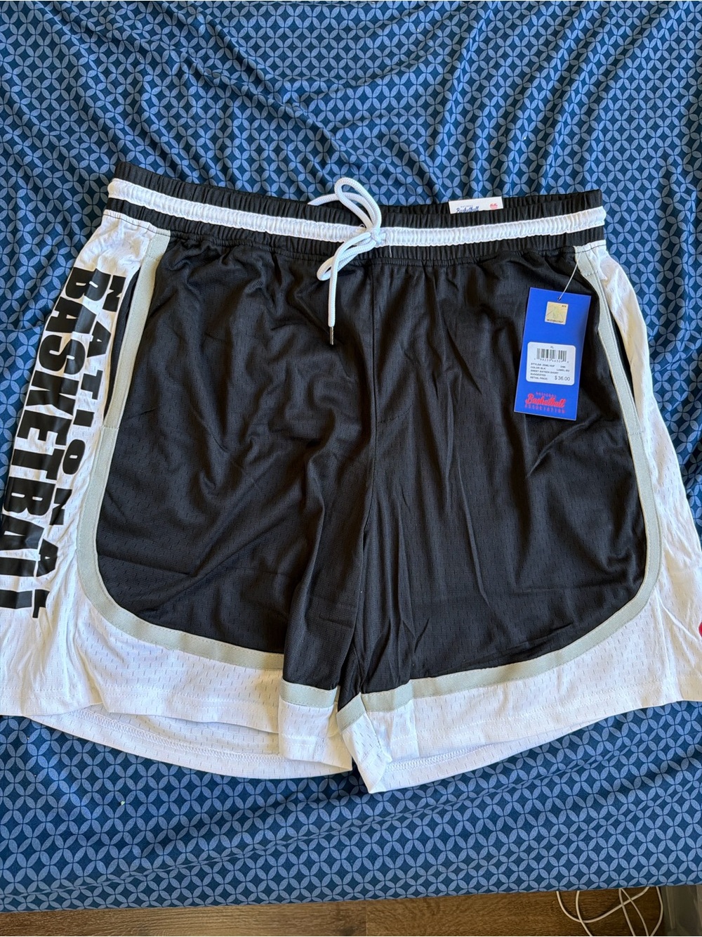 NBA Black and White Colorblock Athletic Shorts